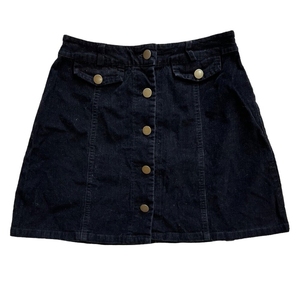Fashion On Earth Black Corduroy Mini Skirt S